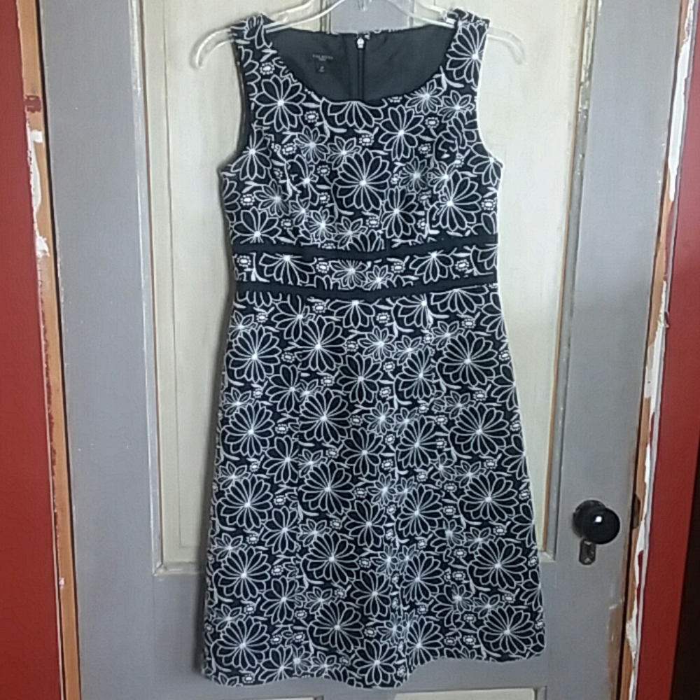 Talbots Petite Black and White Floral Dress